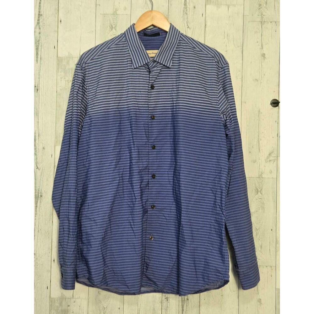 Tommy Bahama Ombre Geometric Island Modern Fit Long Sleeve Shirt Sz. L